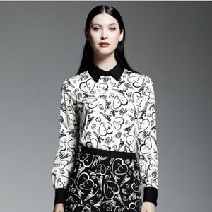 Catherine Malandrino Paris button down being shirt SZ small